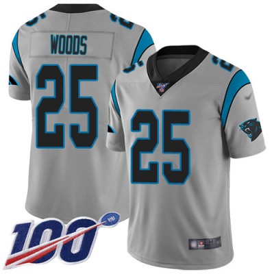 Nike Carolina Panthers #25 Xavier Woods Silver Men's Stitched NFL Limited Inverted Legend 100th Season Jersey